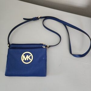 Michael Kors Royal Blue Crossbody Bag with Gold Accents
